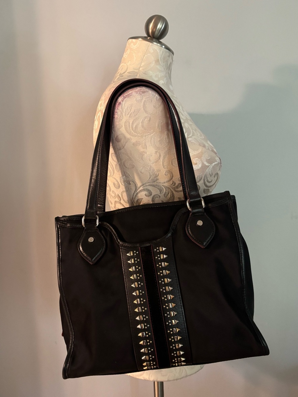Rare MZ Wallace Leather trimmed Studded Tote Bag